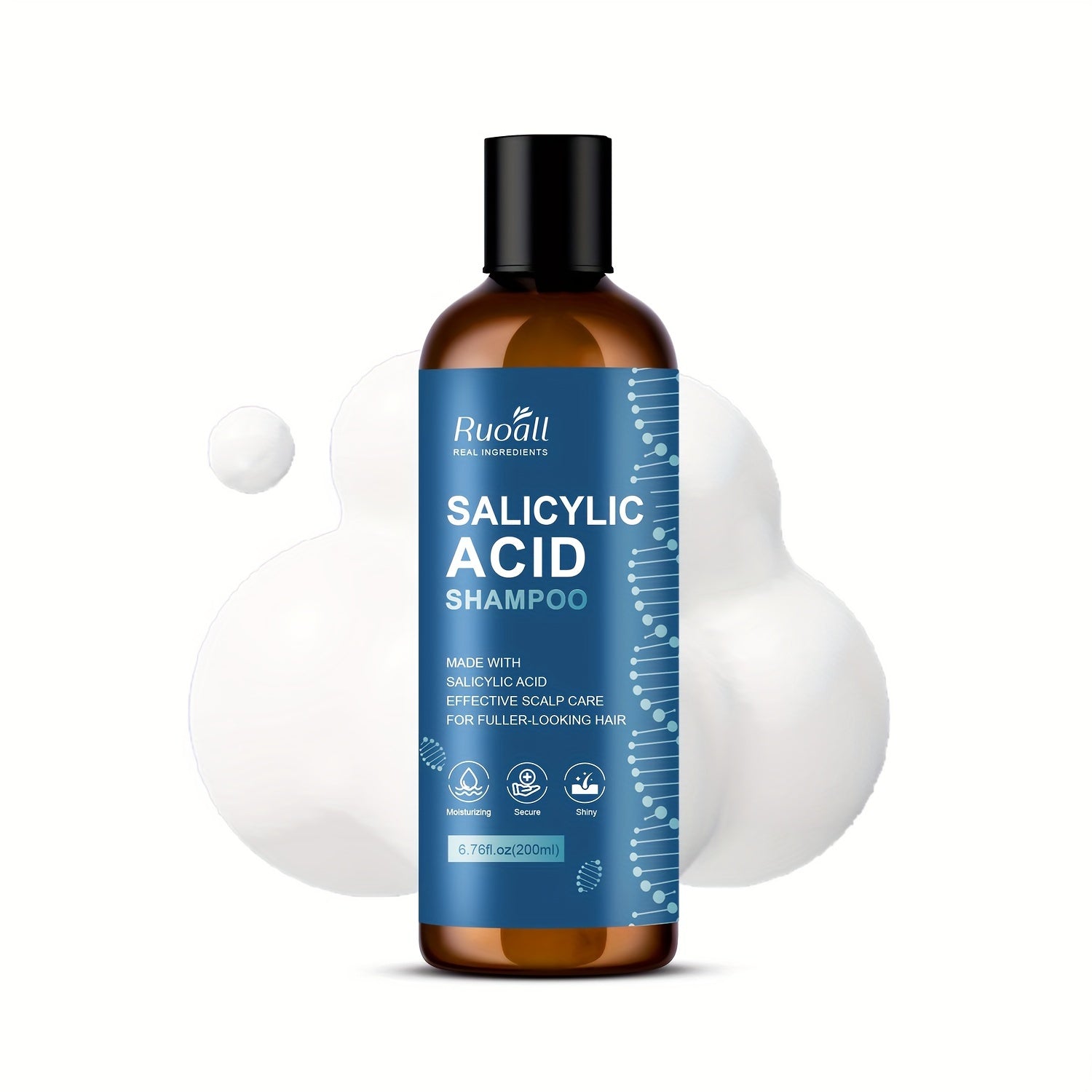 6.76oz Salicylic Acid Shampoo Rich in Salicylic Acid Collagen Foam Gently Cleanses Scalp Hair, Keeps Hair Fresh and Non-greasy, Keeps Hair Hydrated for All Skin Types