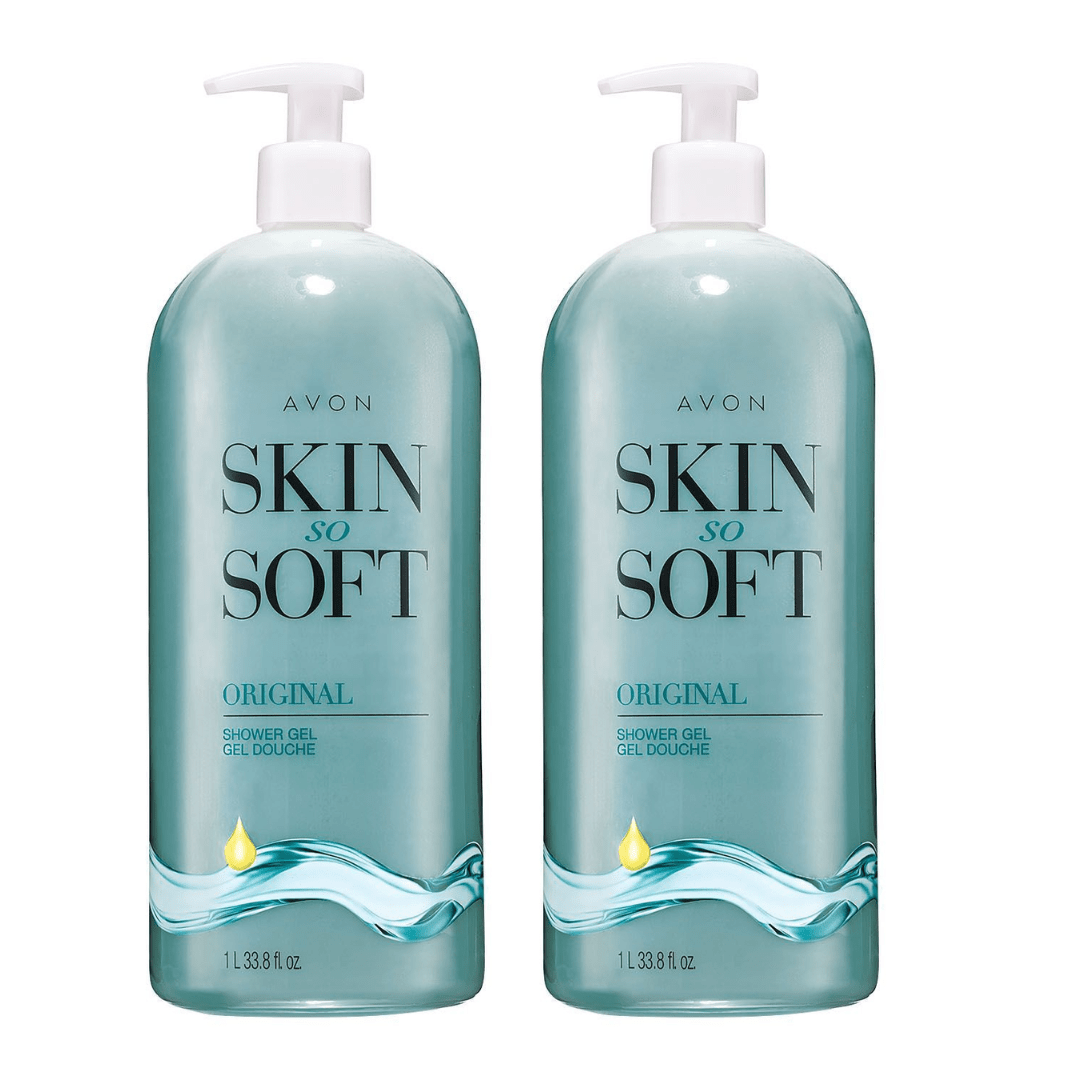 Avon Skin So Soft Original Bonus-Size Shower Gel 33.8 fl. oz. Each (Pack of 2)