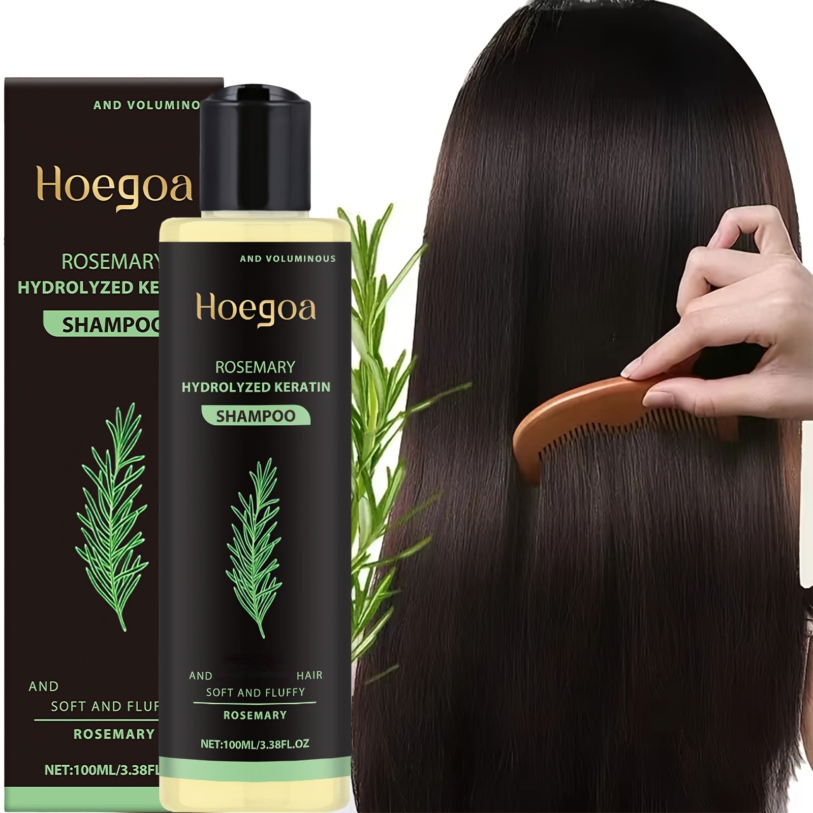 Rosemary thickening shampoo 3 bottles, clean and strengthen fragile and fragile hair, containing rosemary extract and vitamin E, deep cleaning, mild moisturizing and plump herbal essence shampoo, suitable for all hair