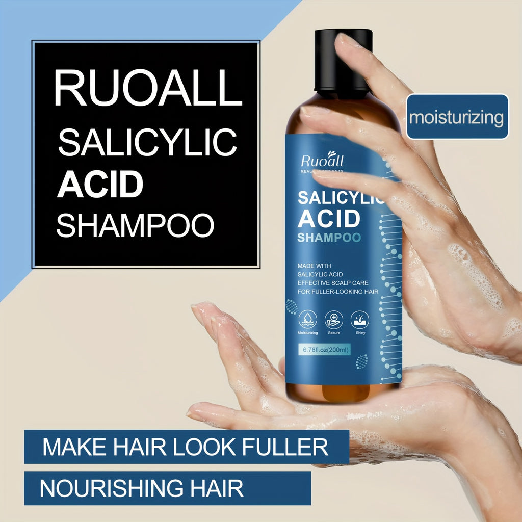 6.76oz Salicylic Acid Shampoo Rich in Salicylic Acid Collagen Foam Gently Cleanses Scalp Hair, Keeps Hair Fresh and Non-greasy, Keeps Hair Hydrated for All Skin Types