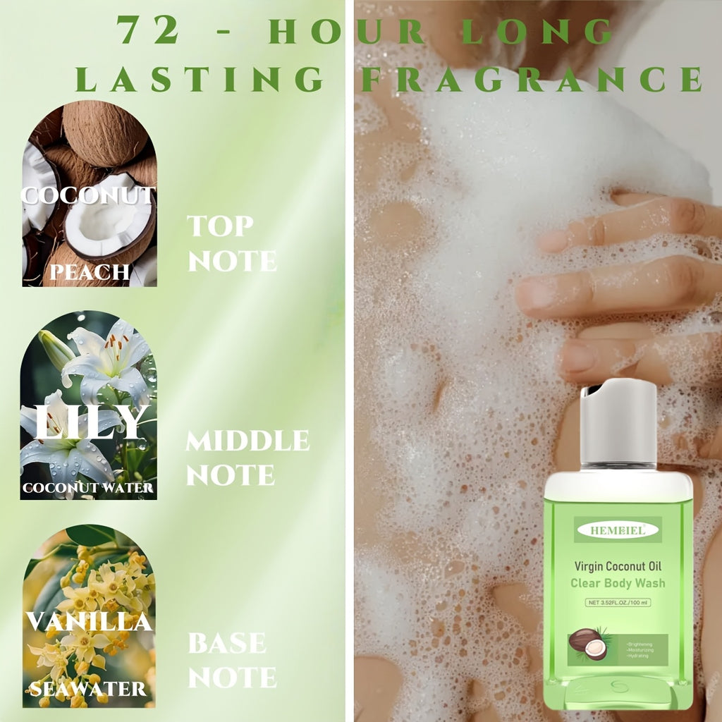 Coconut Oil Brightening And Moisturizing Shower Gel, Deeply Cleanses, Hydrates The Skin, And Leaves a Long-Lasting Fragrance