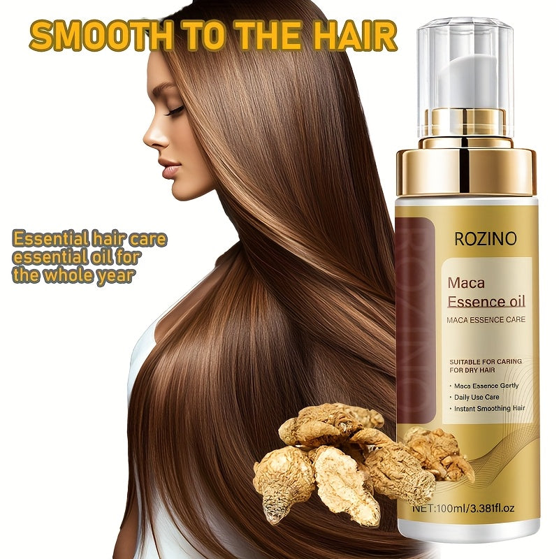 Summer Refreshing Oil-Control Anti-Frizz Natural Maca Intensive Smoothing Leave-In Conditioner Essential Oil Spray 3.38oz, Contains Natural Maca Hair Care Ingredients. with a Refreshing and Easily Absorbed Texture, It Instantly Smooths Frizz