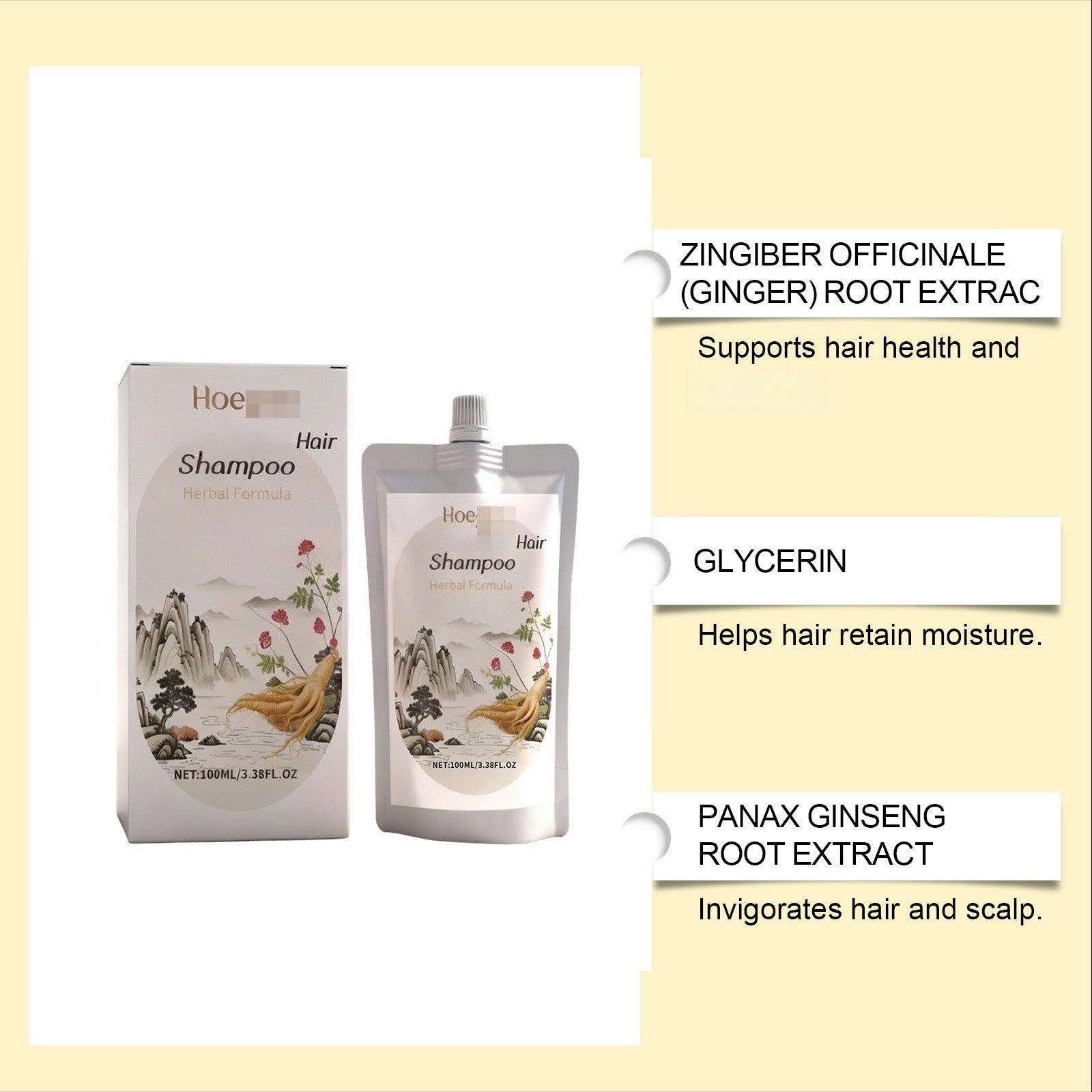 2pcs Ginseng Shampoo, with Sesame Seed Extract, Lemon Fruit Extract, and Astragalus Extract, Provides Moisture, Softness, and Cleanliness, Ideal for Daily Use on Hair, Suitable for Both Men and Women