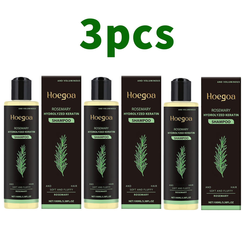Rosemary thickening shampoo 3 bottles, clean and strengthen fragile and fragile hair, containing rosemary extract and vitamin E, deep cleaning, mild moisturizing and plump herbal essence shampoo, suitable for all hair