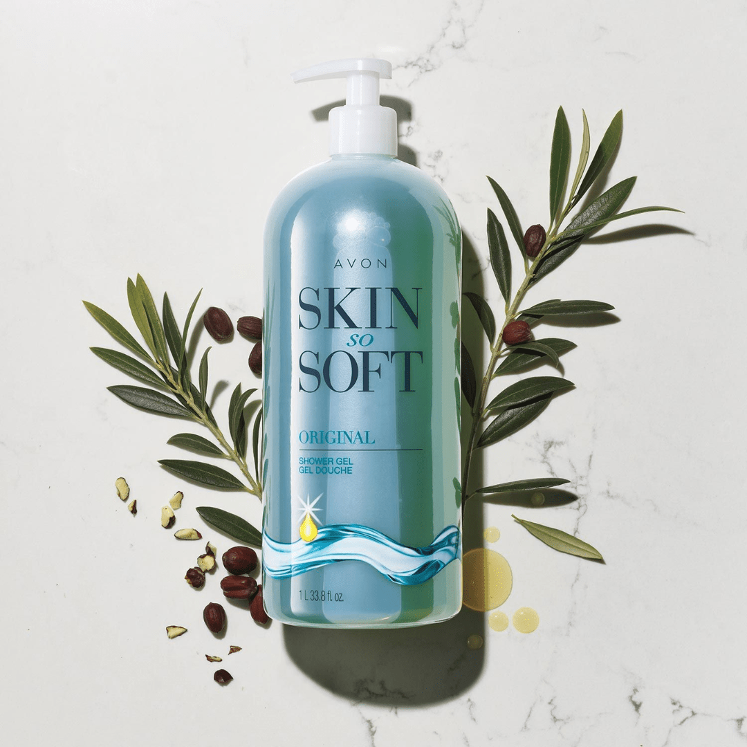 Avon Skin So Soft Original Bonus-Size Shower Gel 33.8 fl. oz. Each (Pack of 2)