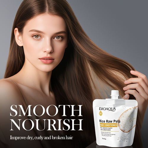 1.06Oz Rice Smooth Fluffy Hair Conditioner. Deeply Moisturize Glossy. Improve Dry Split