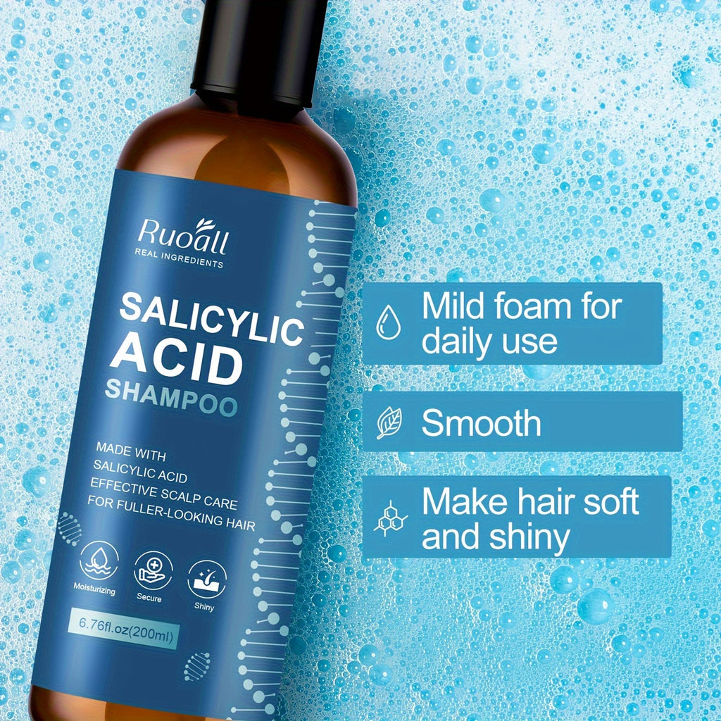 6.76oz Salicylic Acid Shampoo Rich in Salicylic Acid Collagen Foam Gently Cleanses Scalp Hair, Keeps Hair Fresh and Non-greasy, Keeps Hair Hydrated for All Skin Types
