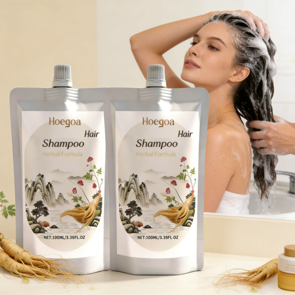 2pcs Ginseng Shampoo, with Sesame Seed Extract, Lemon Fruit Extract, and Astragalus Extract, Provides Moisture, Softness, and Cleanliness, Ideal for Daily Use on Hair, Suitable for Both Men and Women
