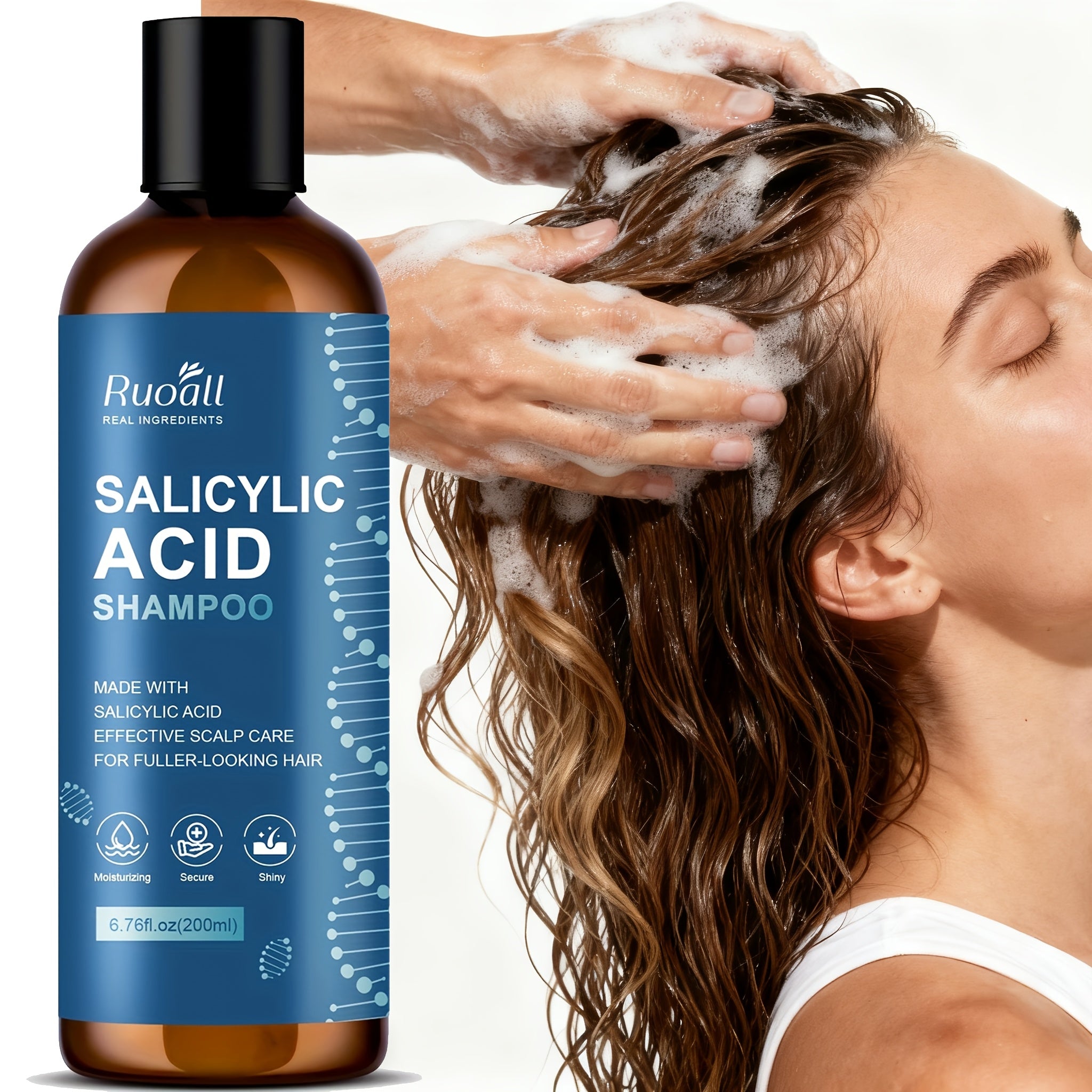 6.76oz Salicylic Acid Shampoo Rich in Salicylic Acid Collagen Foam Gently Cleanses Scalp Hair, Keeps Hair Fresh and Non-greasy, Keeps Hair Hydrated for All Skin Types